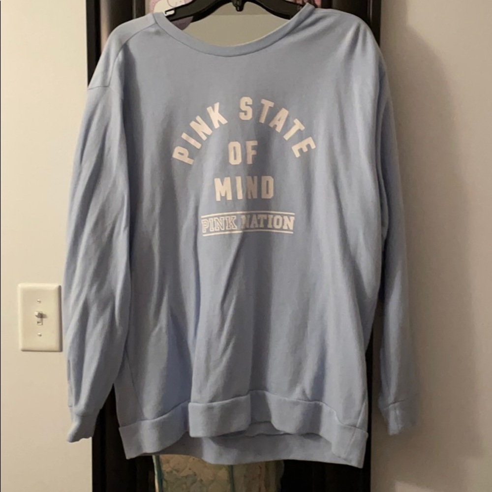 PINK light blue oversized crew neck